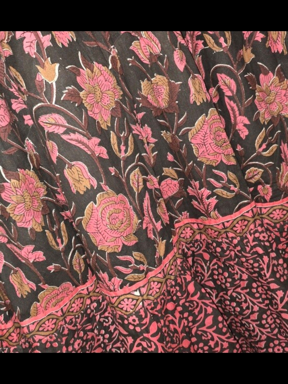 Sue Sartor Floral Maxi Dress in Black and Pink - 3/4 Sleeve Women's Dress Small - Picture 4 of 4